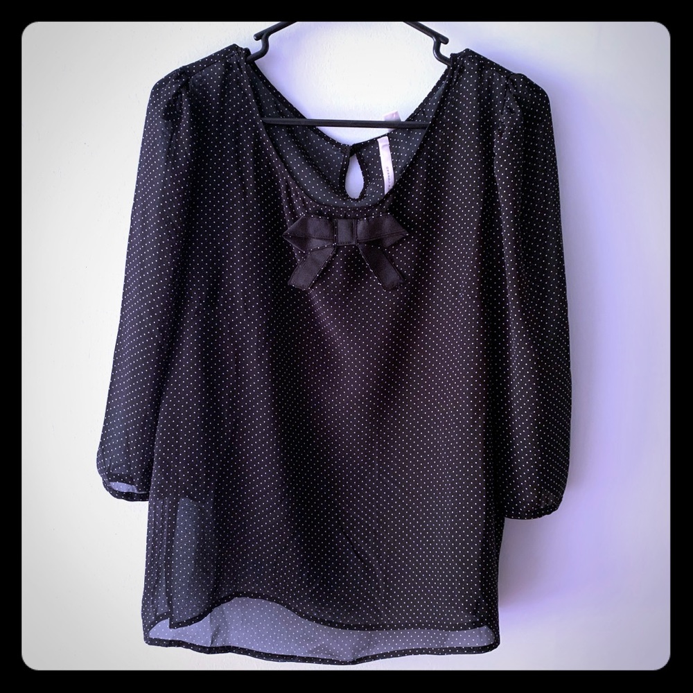 EUC LC Lauren Conrad Sheer Black 1/2 Sleeve Blouse